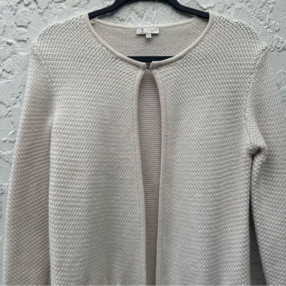CHELSEA ROSE Wool Cashmere Cardigan Sweater Women Small Cream Minimalist Long - Picture 2 of 8